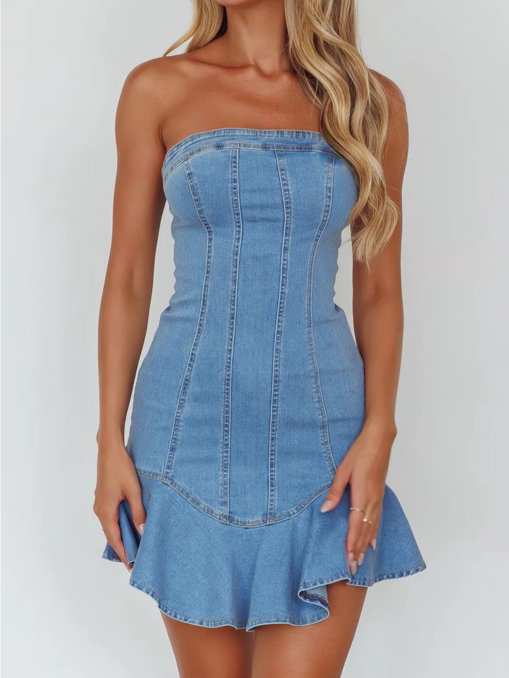 NWT One And Only Collective Strapless Ruffle Hem Dress - Size M
